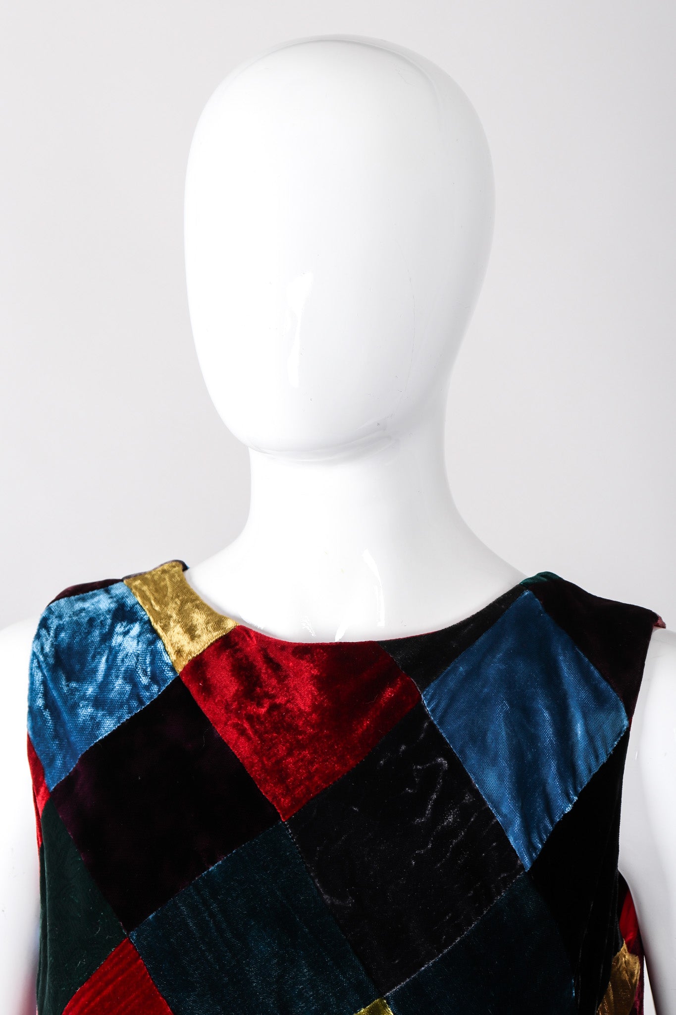 Recess Los Angeles Vintage Dolce & Gabbana Velvet Harlequin Patchwork Multi Colored Long Dress