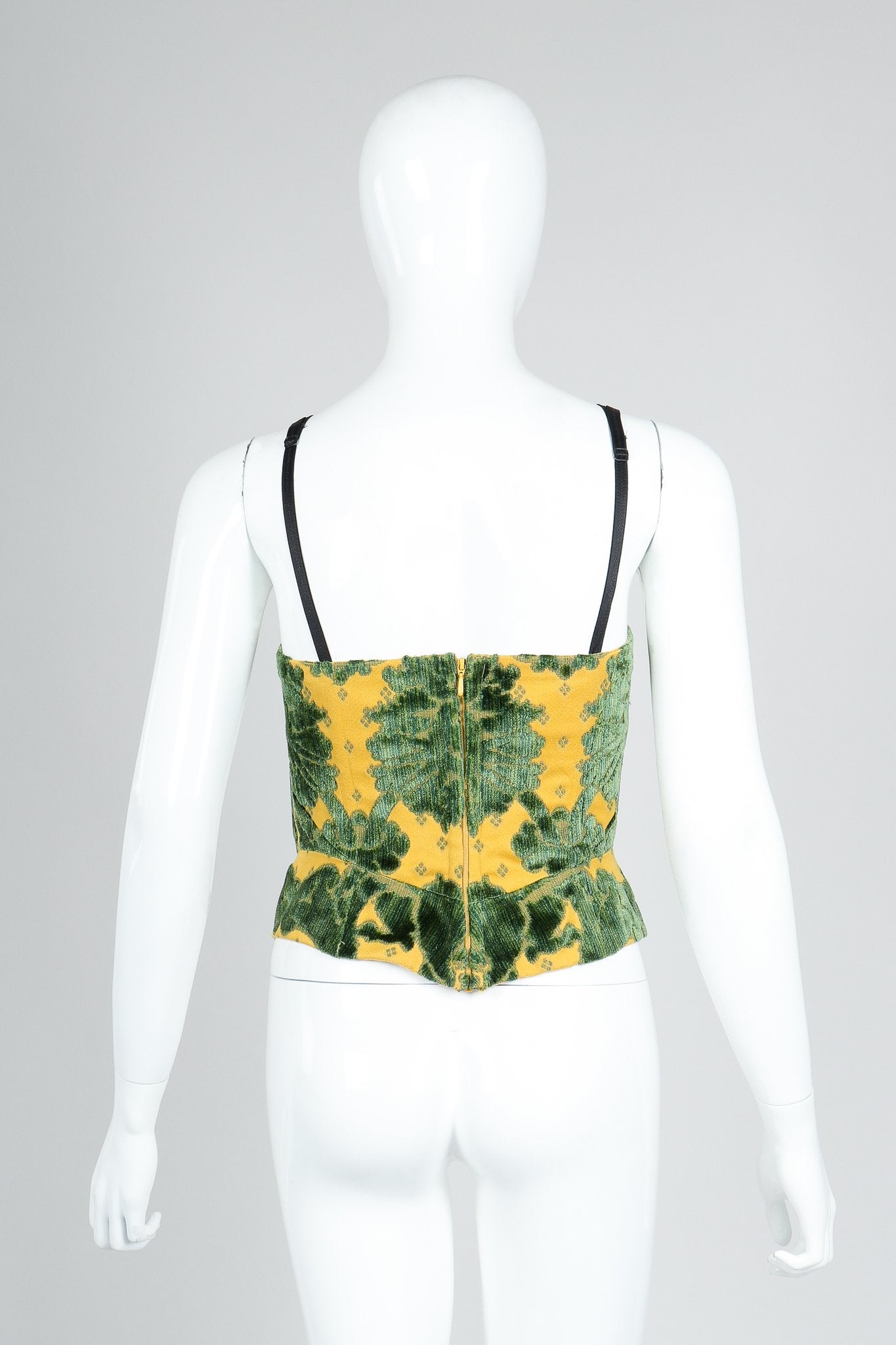 Recess Vintage Dolce & Gabbana Velvet Brocade Bustier Bra Top On Mannequin, back