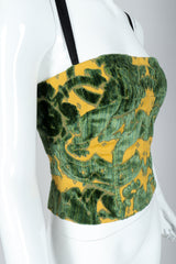 Recess Vintage Dolce & Gabbana Velvet Brocade Bustier Bra Top On Mannequin, close up