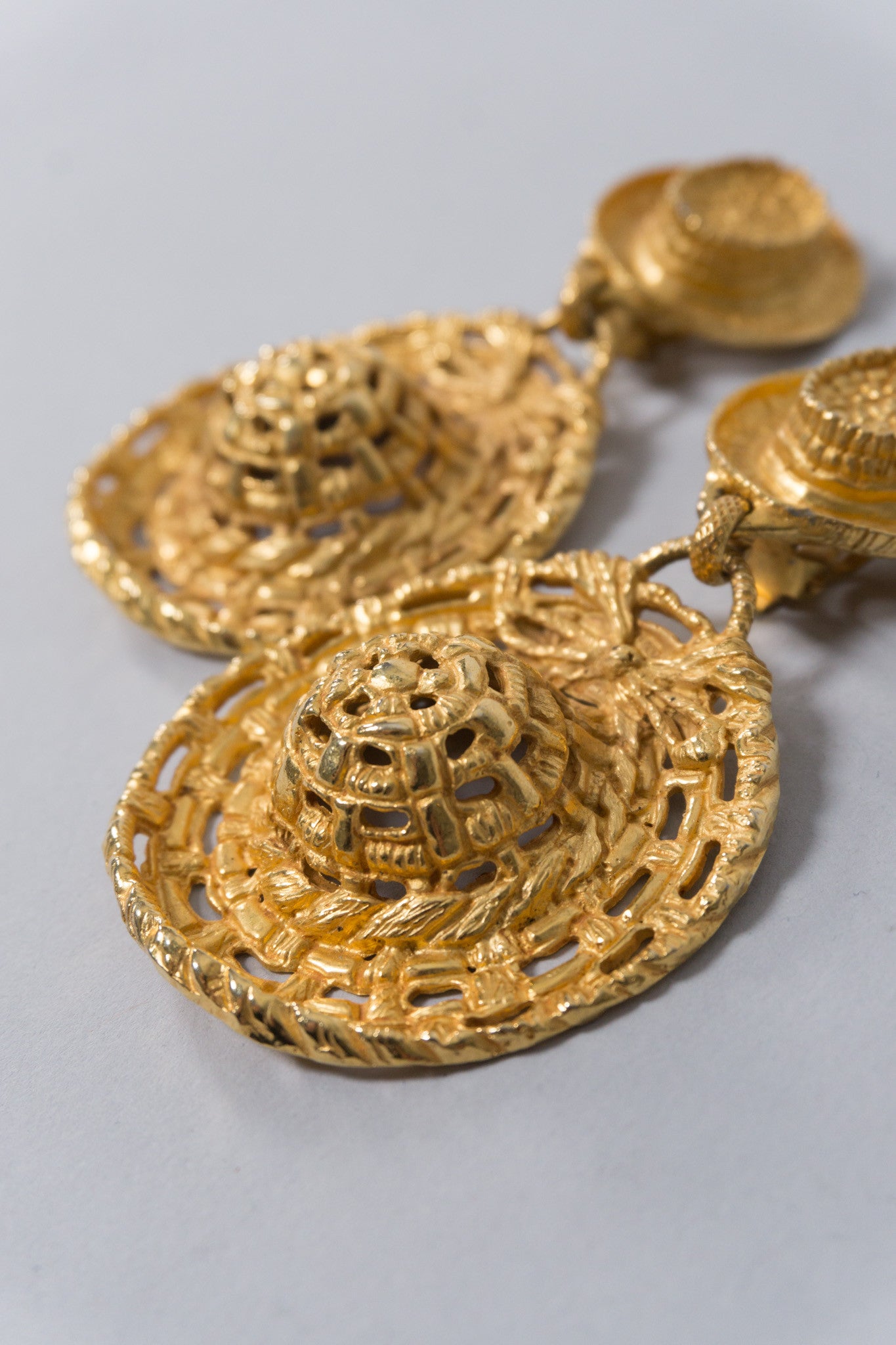 Dominique Aurientis Vintage Goldtone Hat Earrings