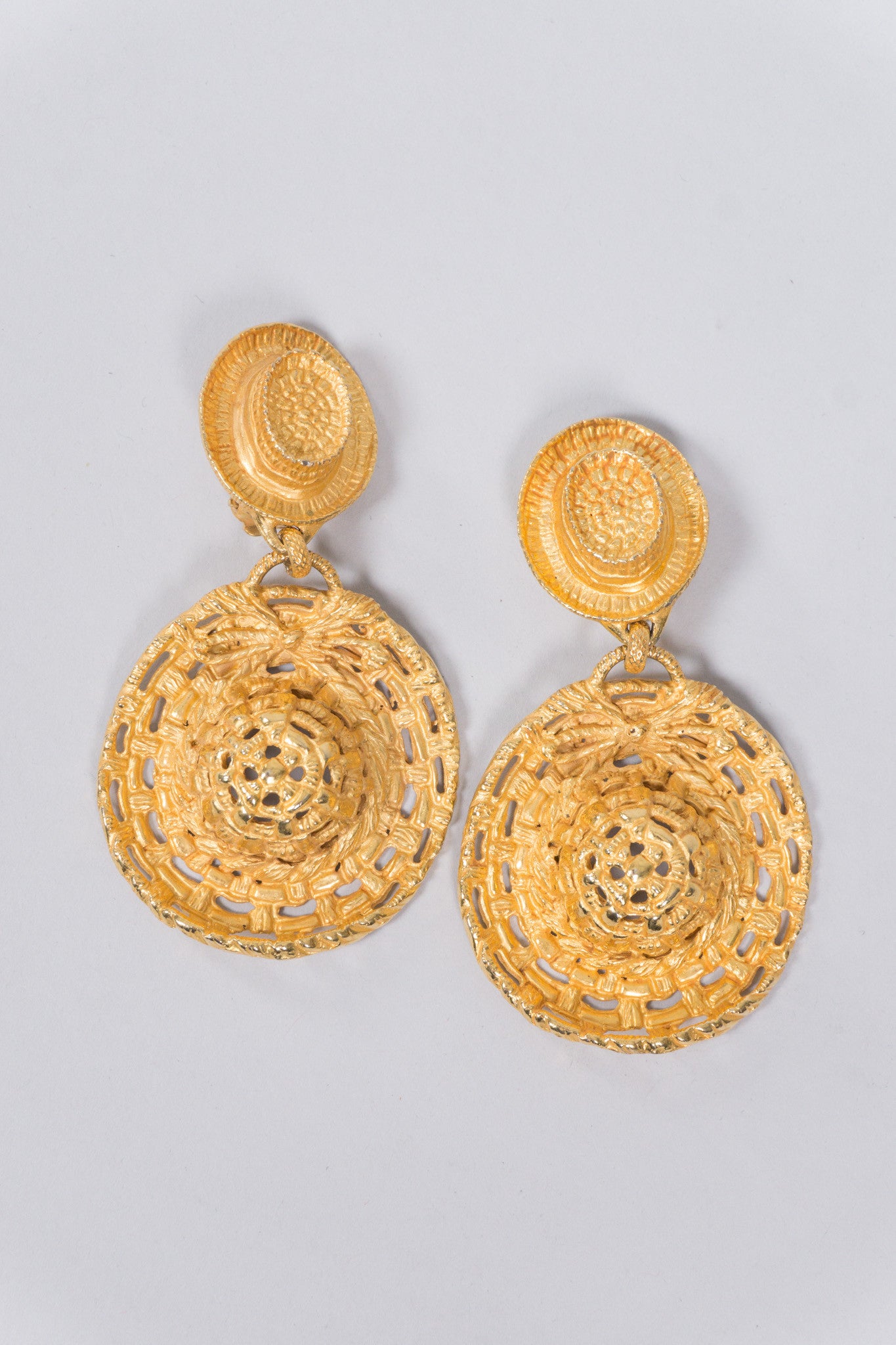 Dominique Aurientis Vintage Goldtone Hat Earrings