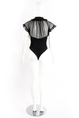 Vintage Donna Karan Chiffon Ruffle Illusion Bodysuit on Mannequin back at Recess Los Angeles