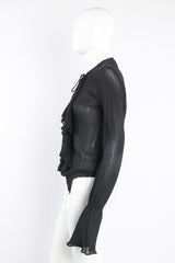 Vintage Donna Karan Essentials Sheer Georgette Jabot Bodysuit on Mannequin side at Recess LA