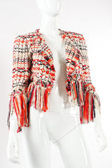 Vintage Donna Karan Crosshatch Ribbon Fringe Crop Jacket mannequin close angle @ Recess LA