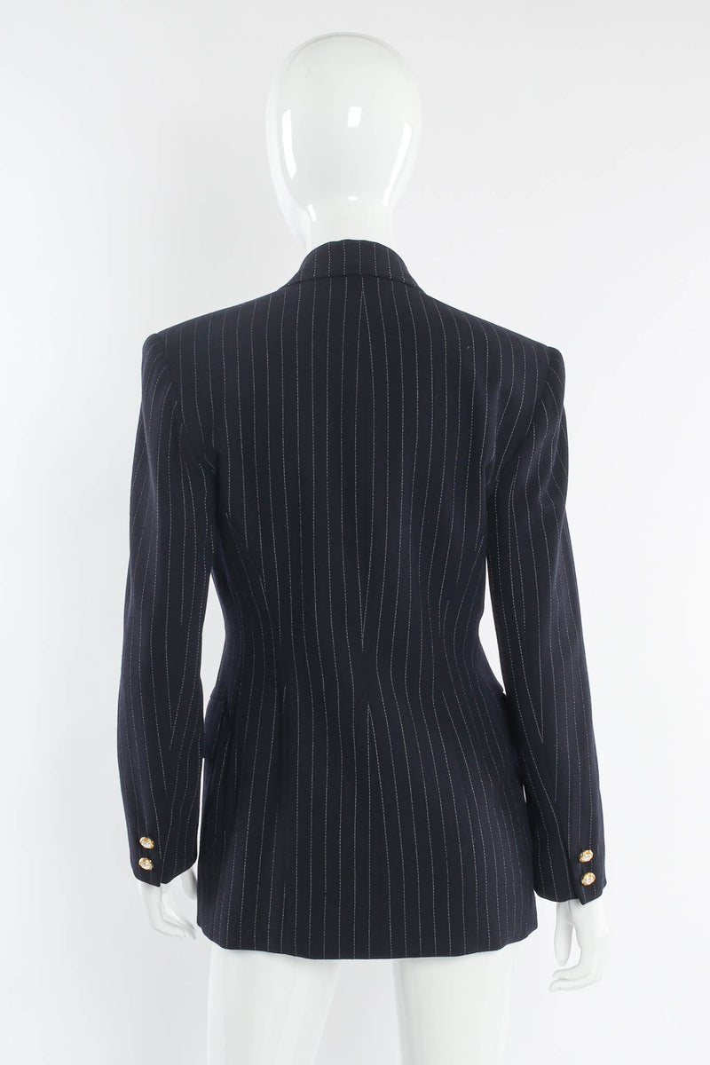 Vintage Donna Karan DKNY Pinstripe Lace Blazer & Skirt Set mannequin back top@ Recess Los Angeles