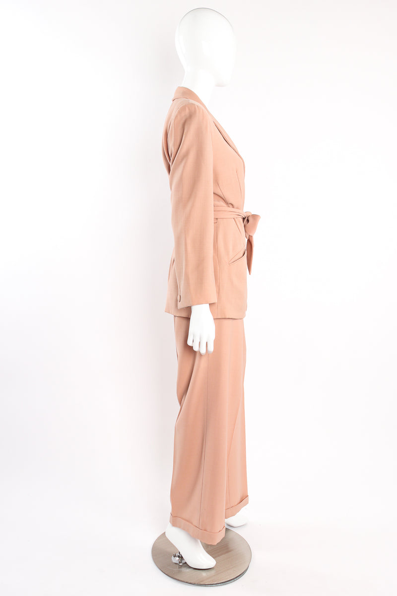 Vintage Donna Karan Wrap Tie Jacket & Pant Suit on mannequin side at Recess Los Angeles