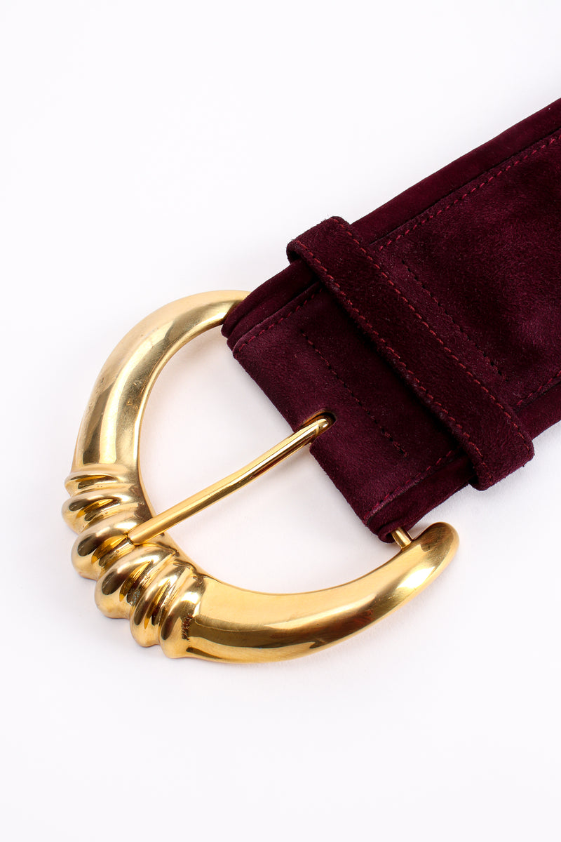 Vintage Donna Karan Plum Suede Contour Belt detail at Recess Los Angeles