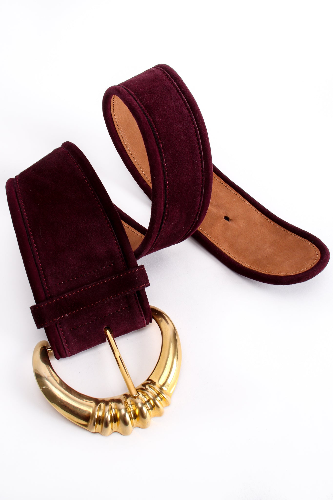 Vintage Donna Karan Plum Suede Contour Belt at Recess Los Angeles