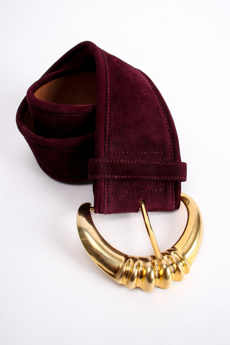 Vintage Donna Karan Plum Suede Contour Belt at Recess Los Angeles