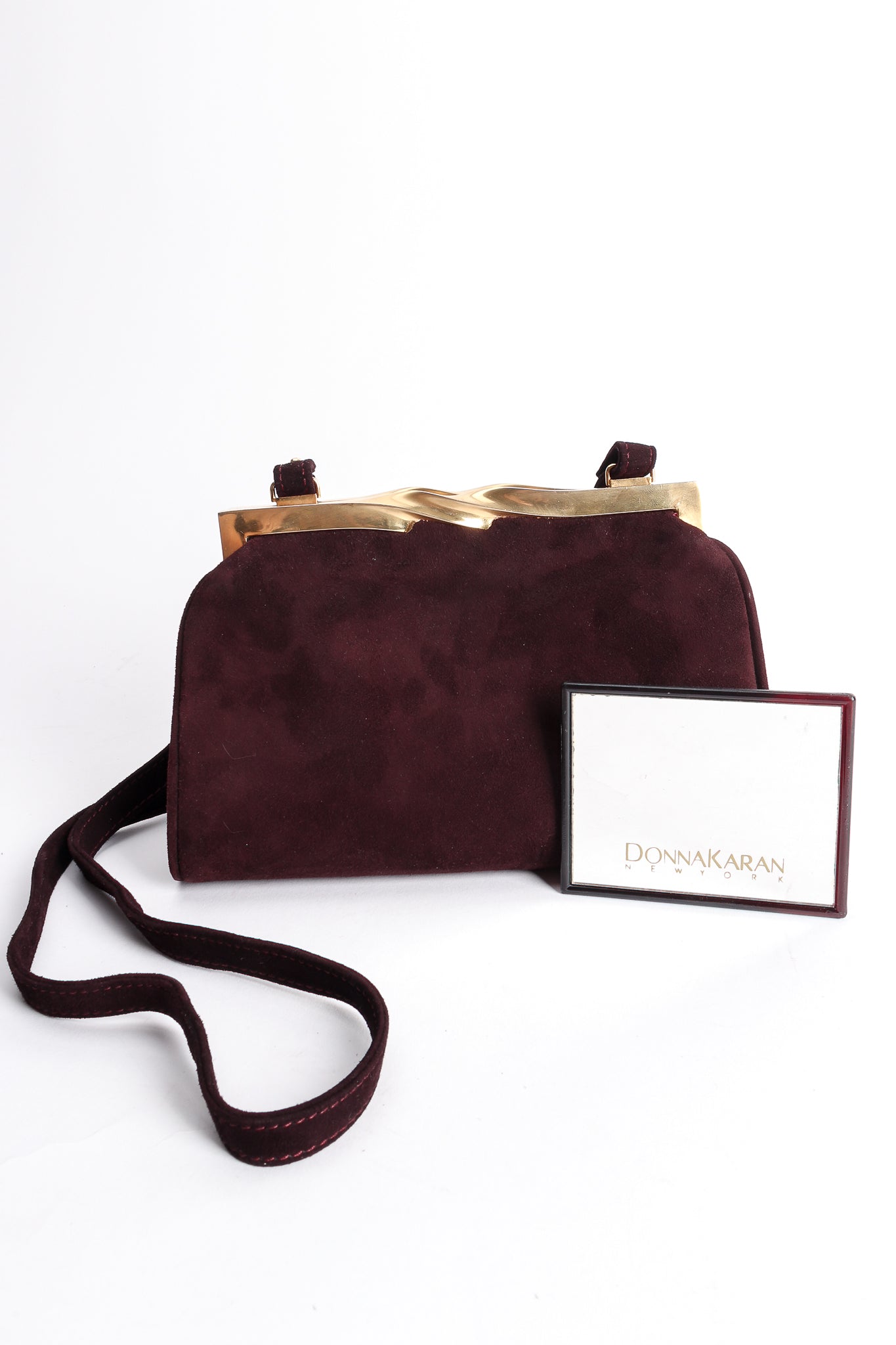 Vintage Donna Karan Oxblood Suede Slim Convertible Clutch at Recess Los Angeles