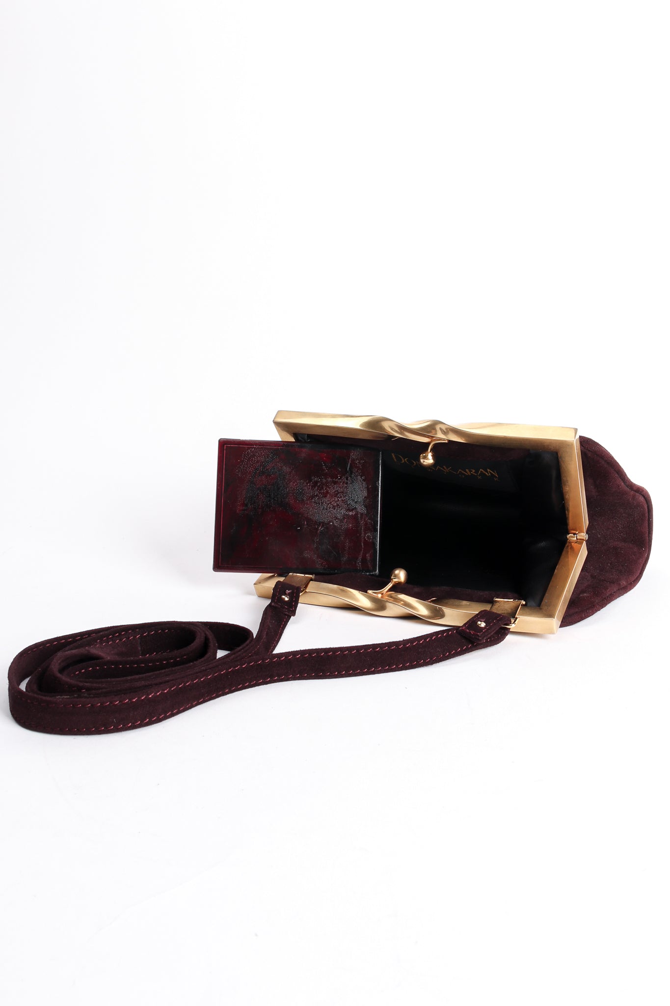 Vintage Donna Karan Oxblood Suede Slim Convertible Clutch at Recess Los Angeles