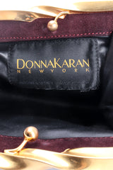 Vintage Donna Karan Oxblood Suede Slim Convertible Clutch label at Recess Los Angeles