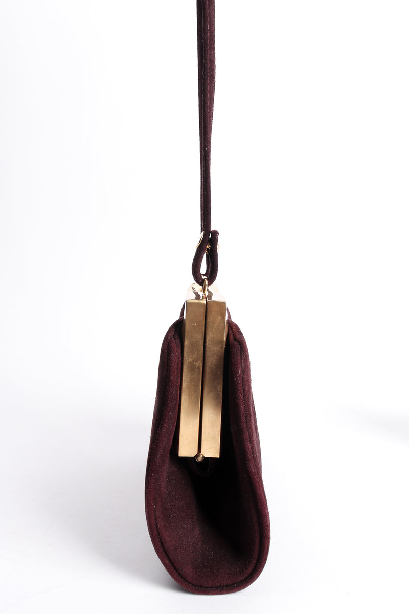 Vintage Donna Karan Oxblood Suede Slim Convertible Clutch at Recess Los Angeles