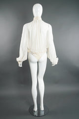 Vintage Donna Karan Sheer Chiffon Balloon Sleeve Bodysuit on Mannequin back at Recess LA