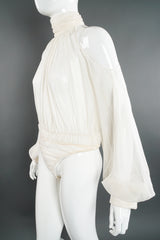 Vintage Donna Karan Sheer Chiffon Balloon Sleeve Bodysuit on Mannequin crop at Recess Los Angeles