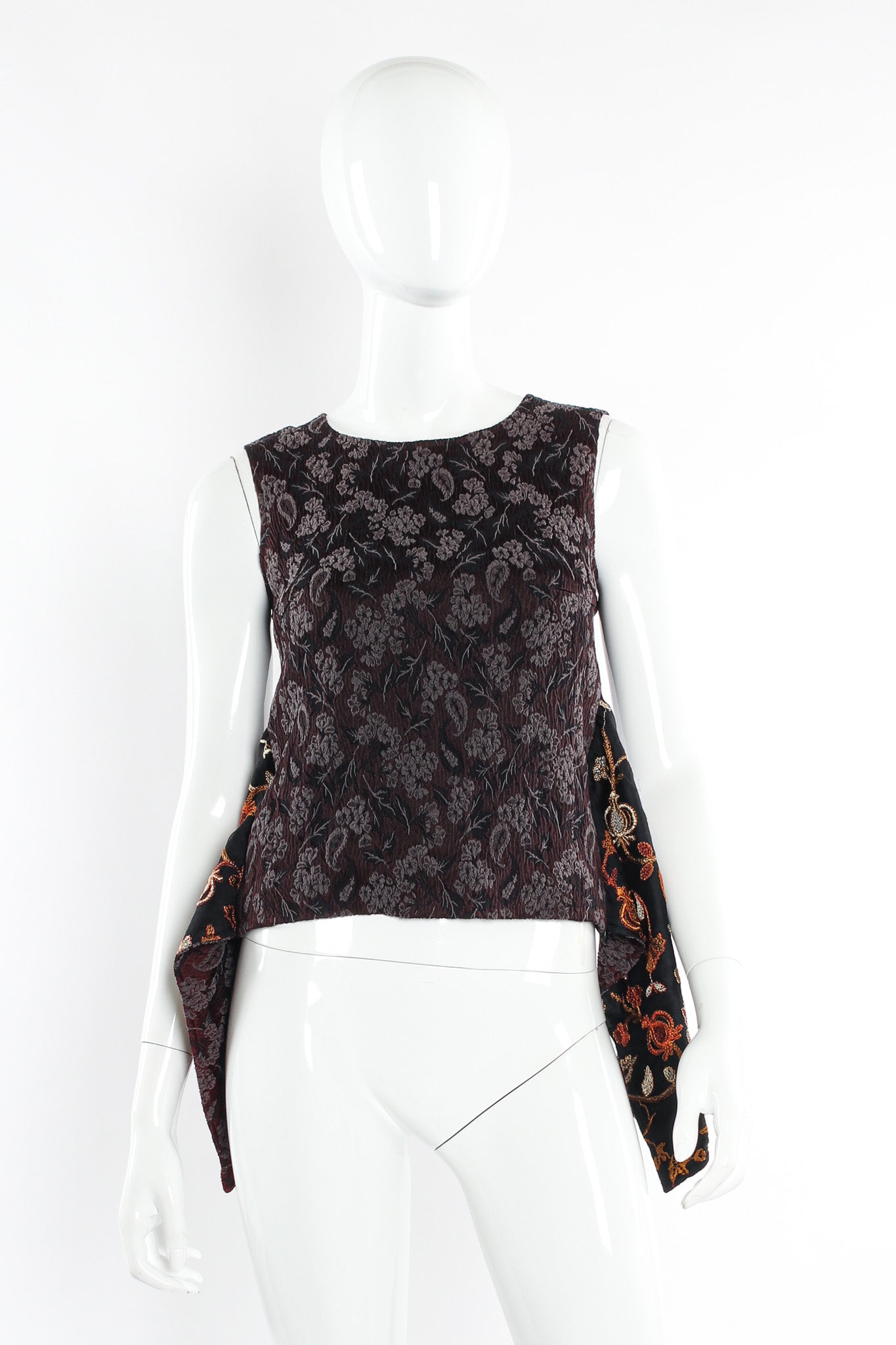 Vintage Dries Van Noten Leaf Foliage Pleat Tank Top mannequin front @ Recess LA