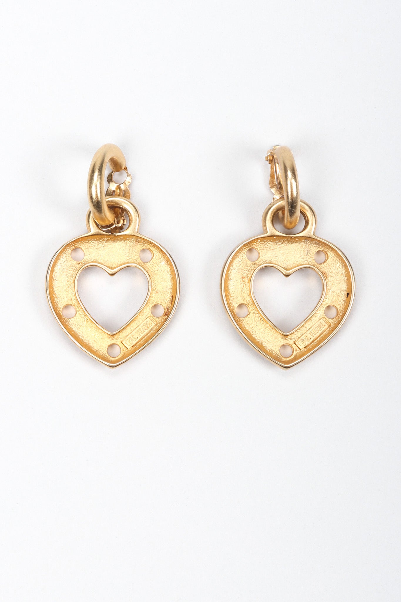 Recess Los Angeles Vintage Erwin Pearl Heart Lock Earrings