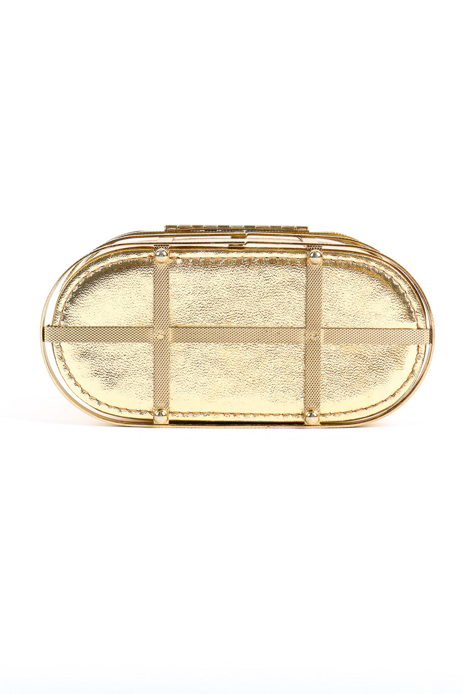 Etra metallic caged oval box bag bottom detail @recessla