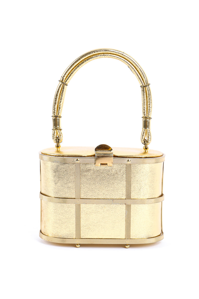 Etra metallic caged oval box bag product shot @recessla