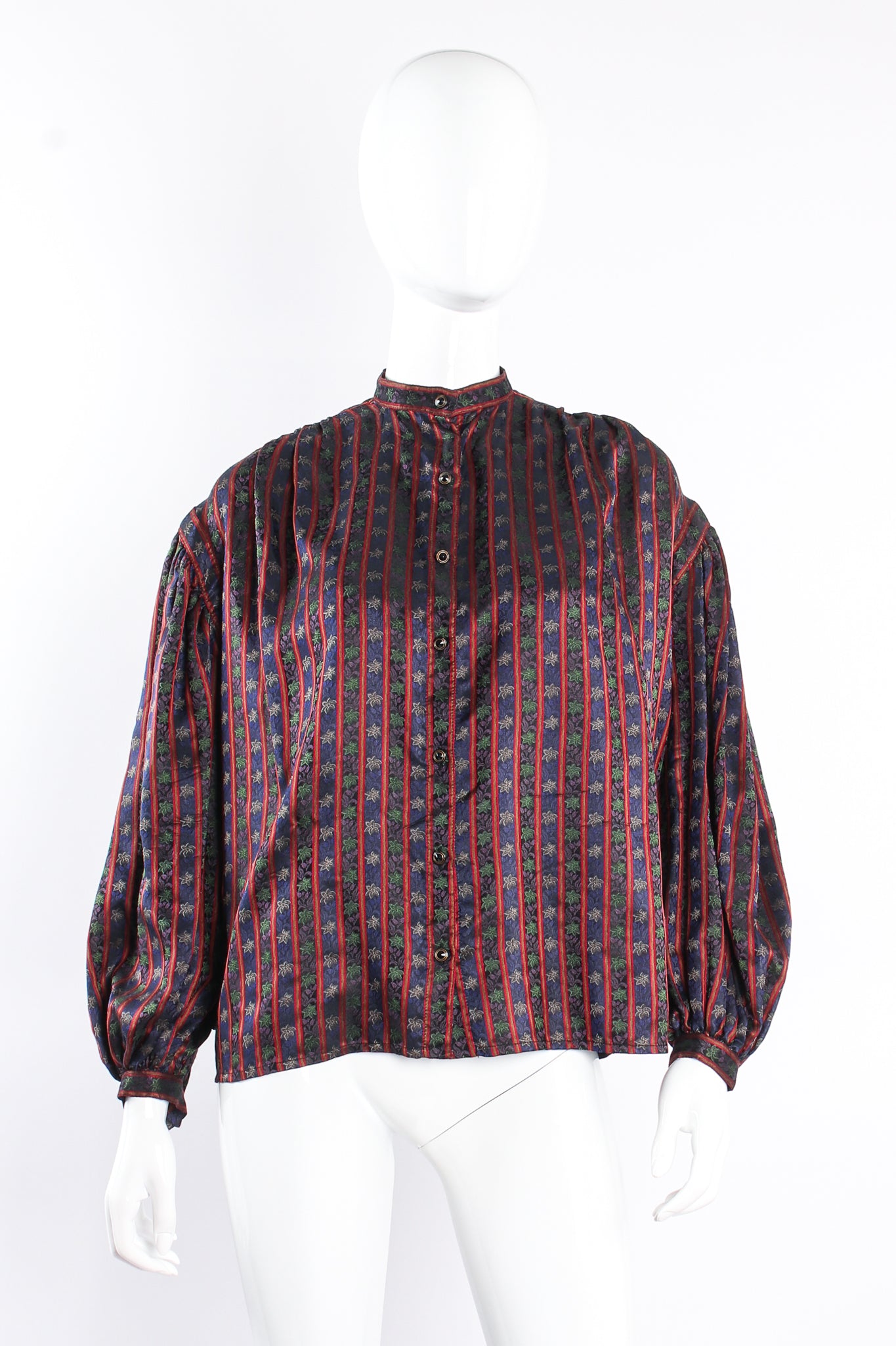 Vintage Emanuel Ungaro Parallèle Ribbon Stripe Blouse Set on mannequin front at Recess Los Angeles