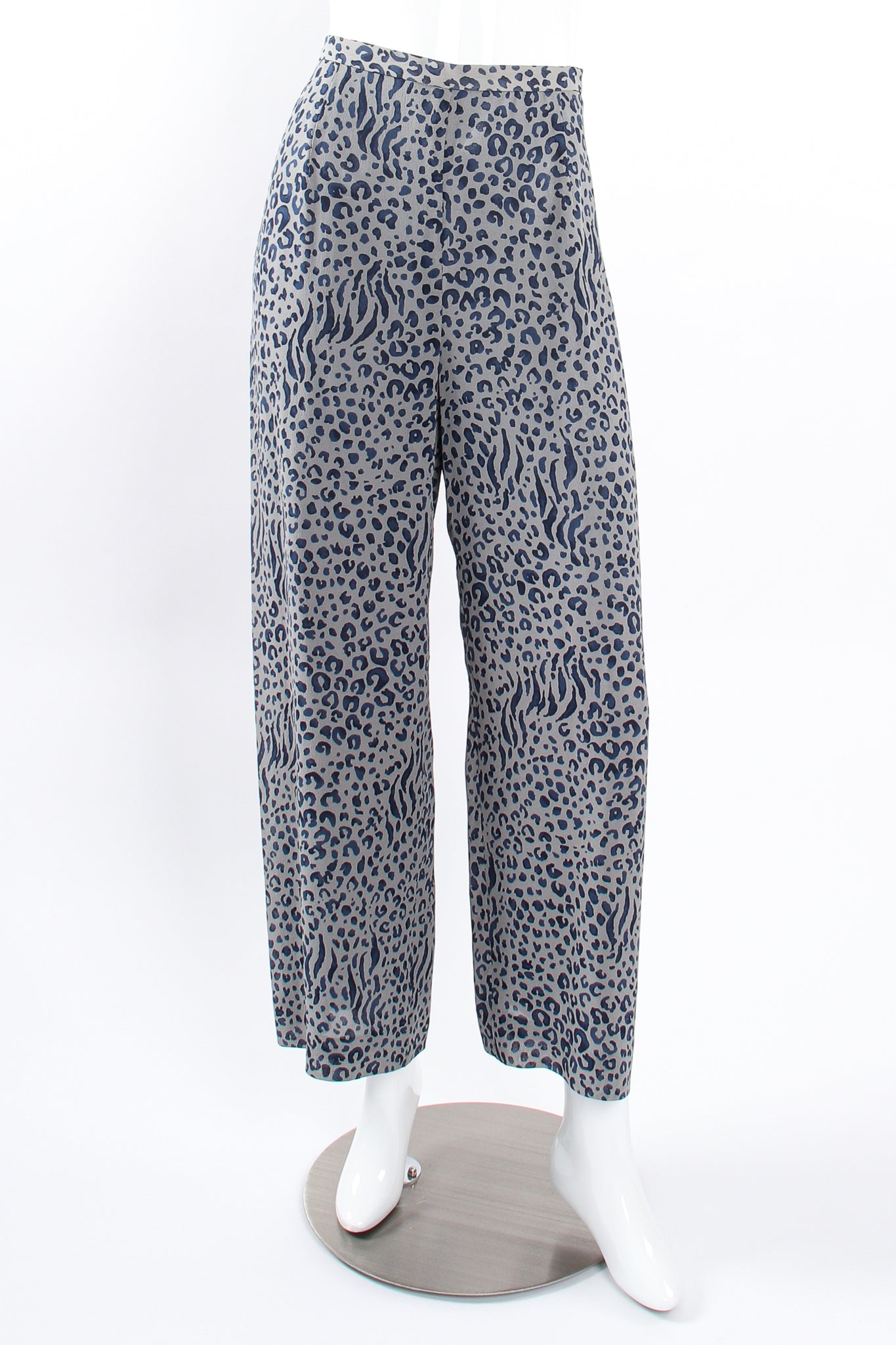 Vintage Emanuel Ungaro Mixed Animal Print Jacket & Pant Set on Mannequin pant front at Recess LA