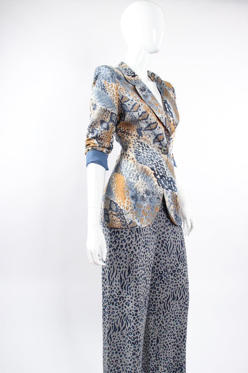 Vintage Emanuel Ungaro Mixed Animal Print Jacket & Pant Set on Mannequin crop at Recess LA