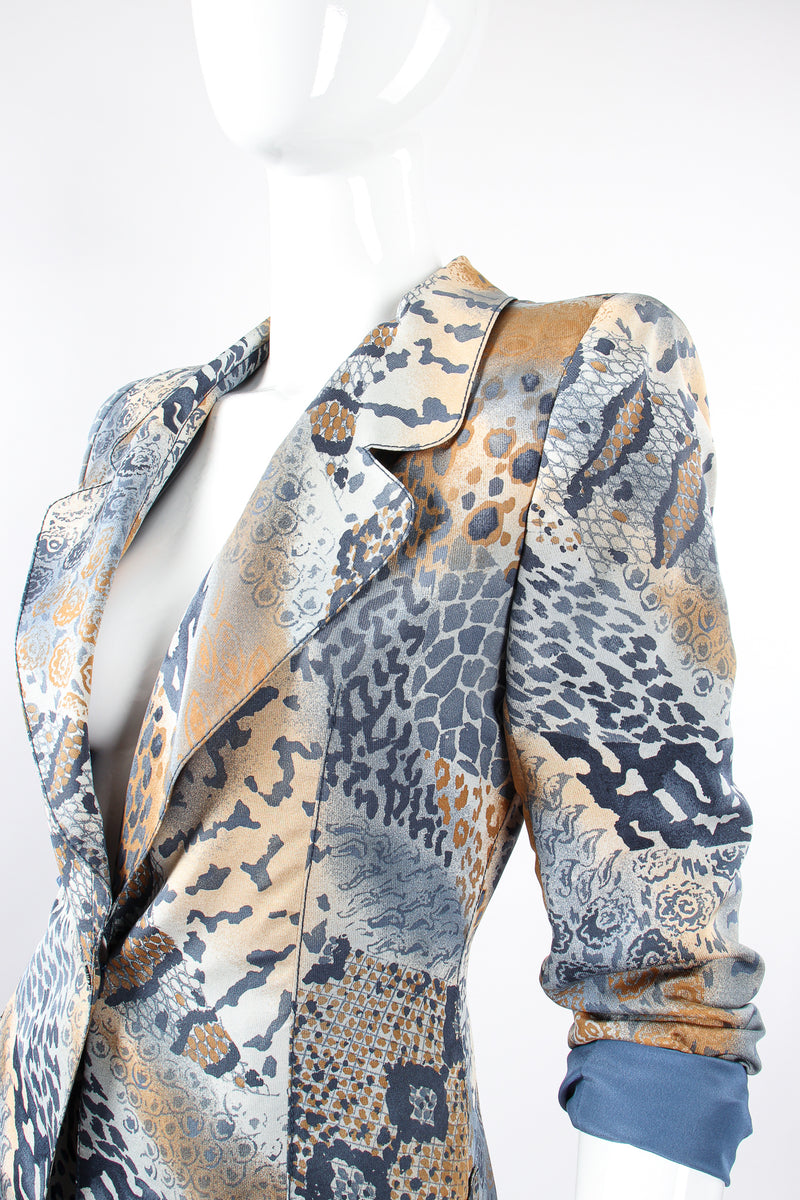 Vintage Emanuel Ungaro Mixed Animal Print Jacket & Pant Set on Mannequin shoulder at Recess LA