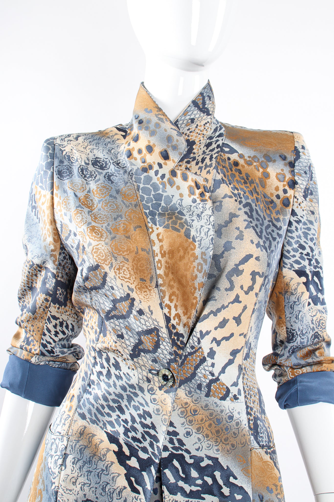 Vintage Emanuel Ungaro Mixed Animal Print Jacket & Pant Set on Mannequin crop at Recess LA