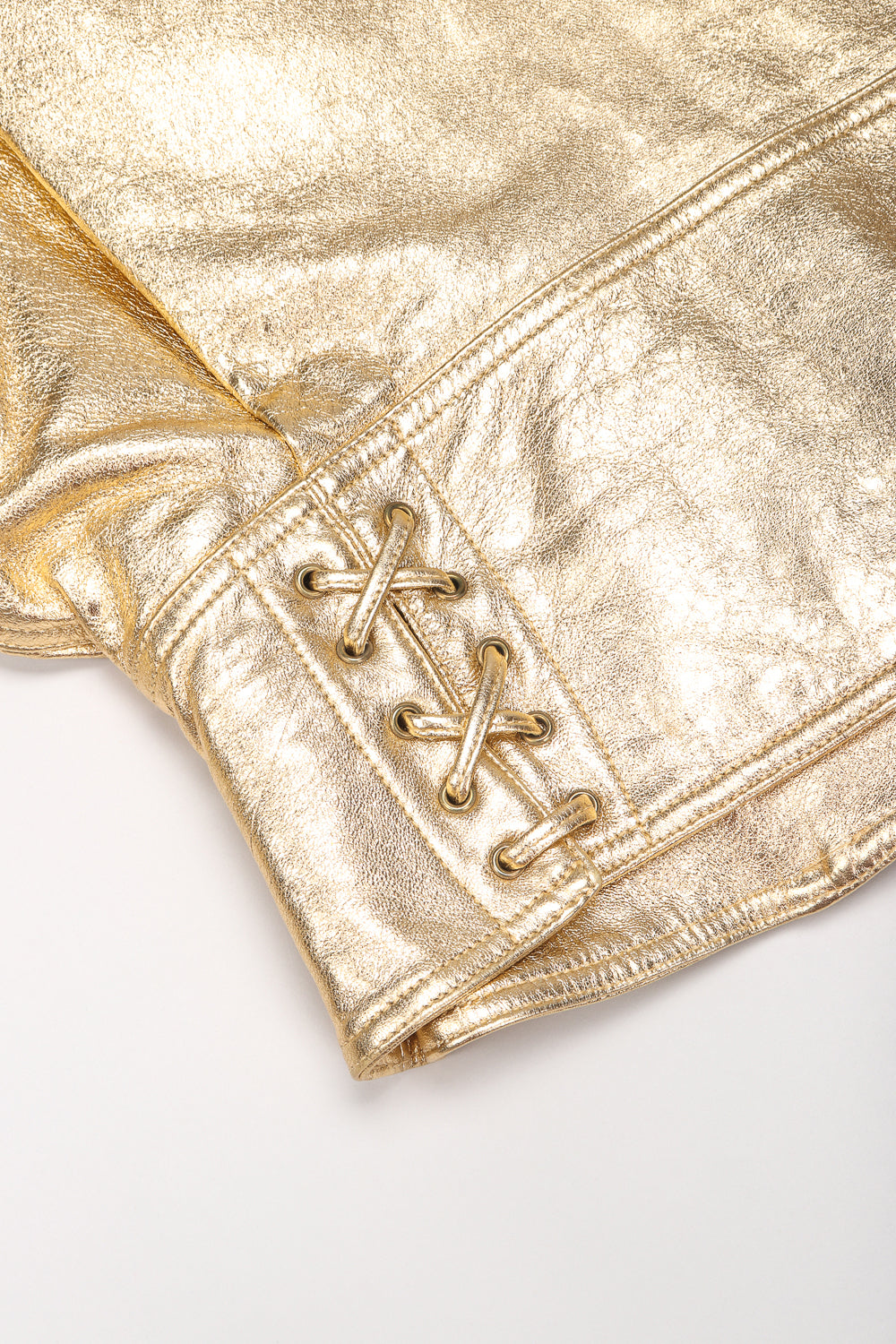 Recess Designer Consignment Vintage Emanuel Ungaro Gold Leather Biker Jacket Los Angeles Resale