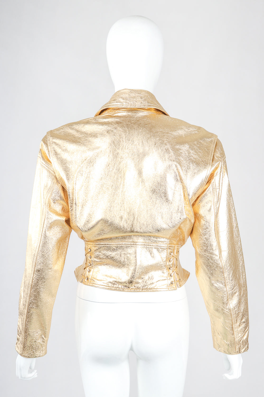 Recess Designer Consignment Vintage Emanuel Ungaro Gold Leather Biker Jacket Los Angeles Resale