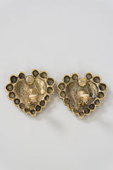 Emanuel Ungaro EU Vintage Crystal Heart Button Clip Earrings