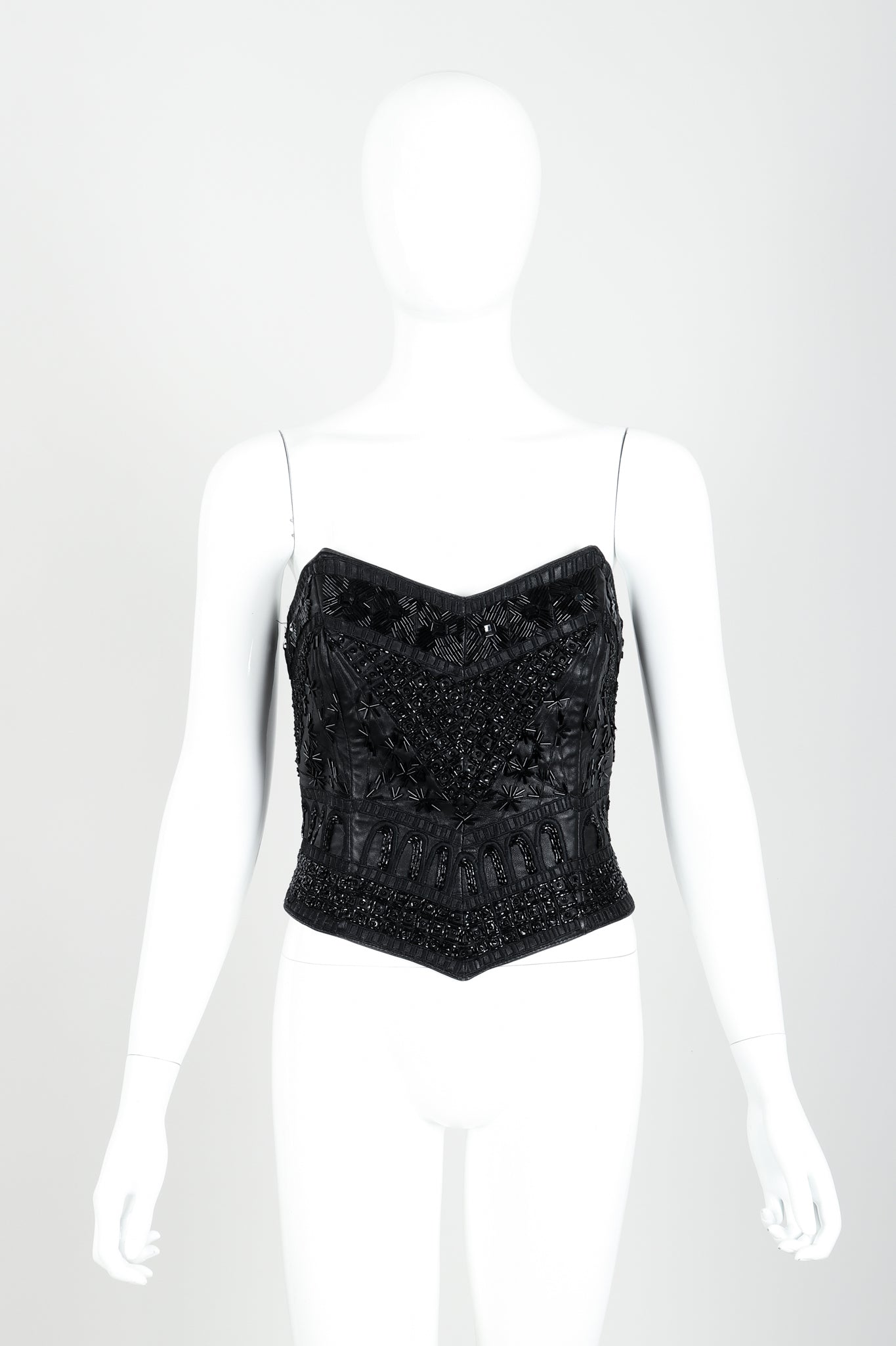 Vintage Erez Strapless Beaded Bustier Front at Recess LA