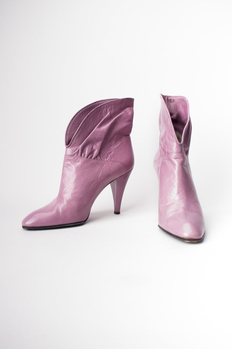 Erik's Shoes Lilac Purple Cuffed Collar Ankle Boots Booties