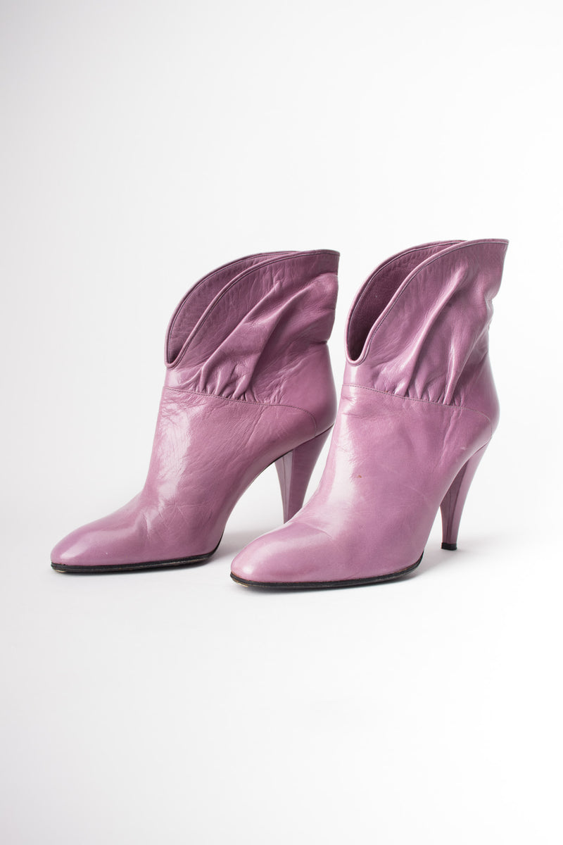 Erik's Shoes Lilac Purple Cuffed Collar Ankle Boots Booties