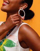 Brittany Hampton in Vintage William deLillo Rhinestone Marquise Hoop Earrings @ Recess LA