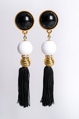 Vintage Escada Tassel Ball Drop Earrings hang at Recess Los Angeles