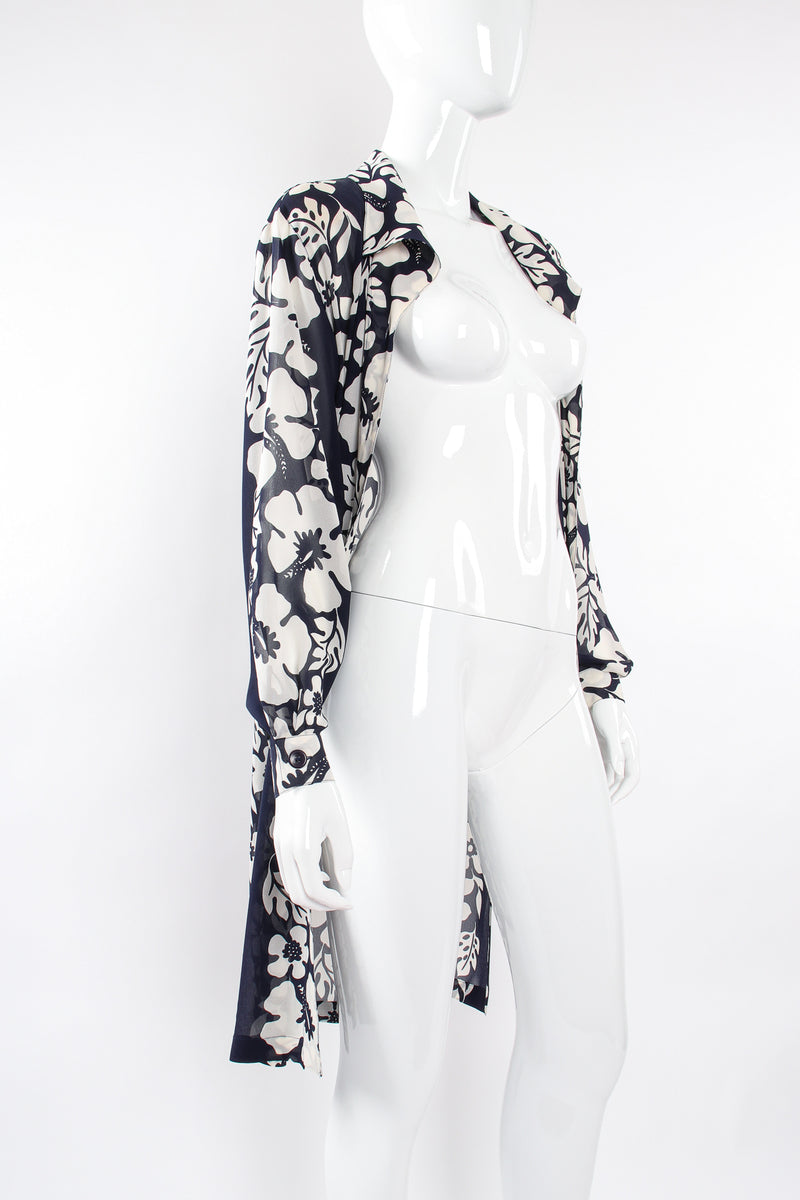 Vintage Escada Aloha Sheer Silk Chiffon Duster on Mannequin open at Recess Los Angeles