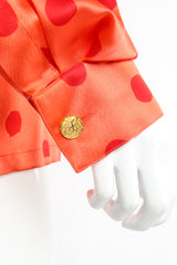 Vintage Escada Deadstock Fire Carnival Dot Satin Blouse sleeve cuff detail at Recess LA