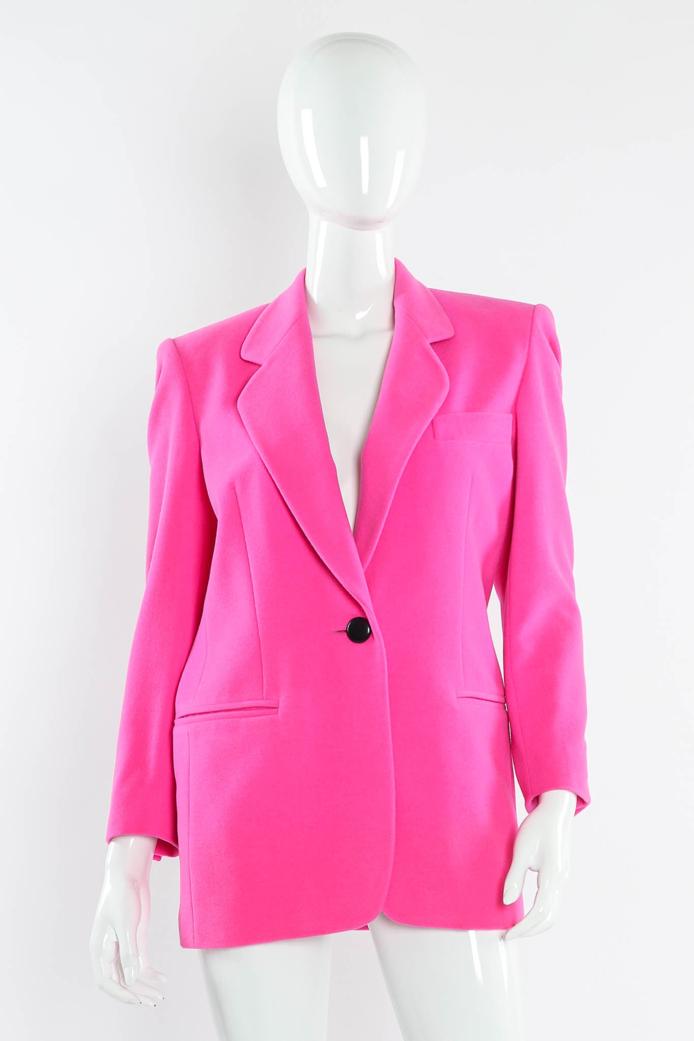 Vintage Escada by Margaretha Ley Hot Pink Wool Blazer mannequin front @ Recess LA