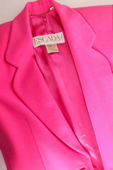 Vintage Escada by Margaretha Ley Hot Pink Wool Blazer flat lay @ Recess LA