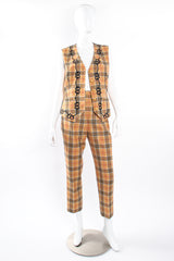 Vintage Escada Plaid Horsebit Vest & Pant Set on Mannequin open at Recess Los Angeles