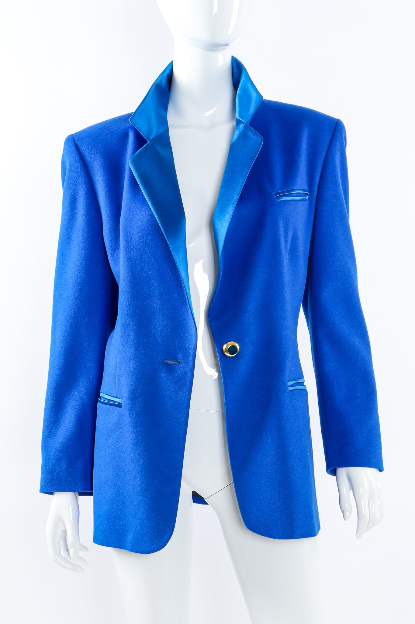 Vintage Escada Colorblock Lapis Blazer on mannequin front at Recess Los Angeles