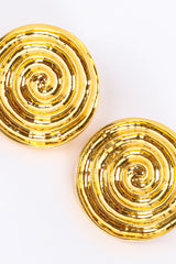 Vintage Escada Round Spiral Disc Earrings diagonal flat  @ Recess LA