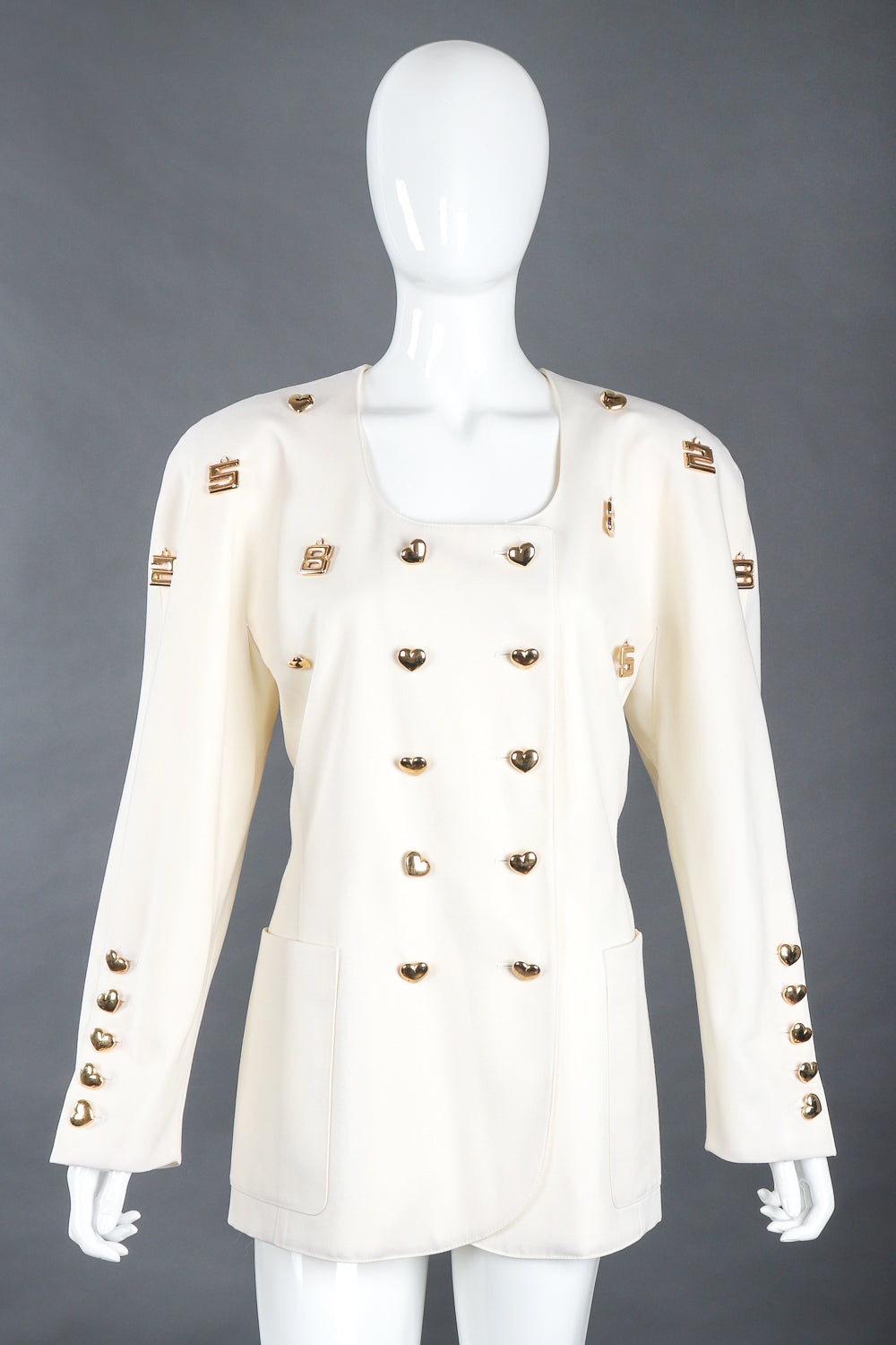 Recess Designer Consignment Vintage Escada Double Breasted Gold Charm Jacket Los Angeles Resale Recycled