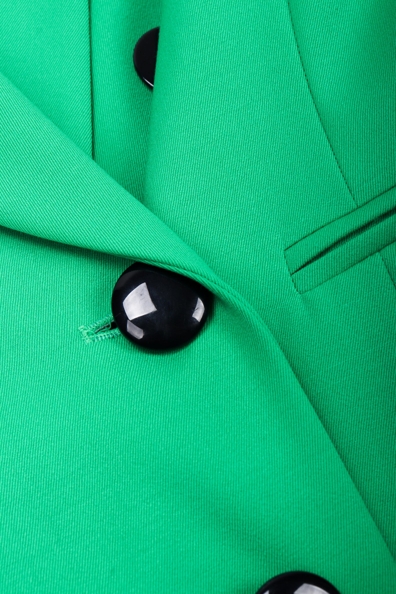 Recess Los Angeles Vintage Escada Wool Double Breasted Kelly Green Jacket Black Plastic Buttons