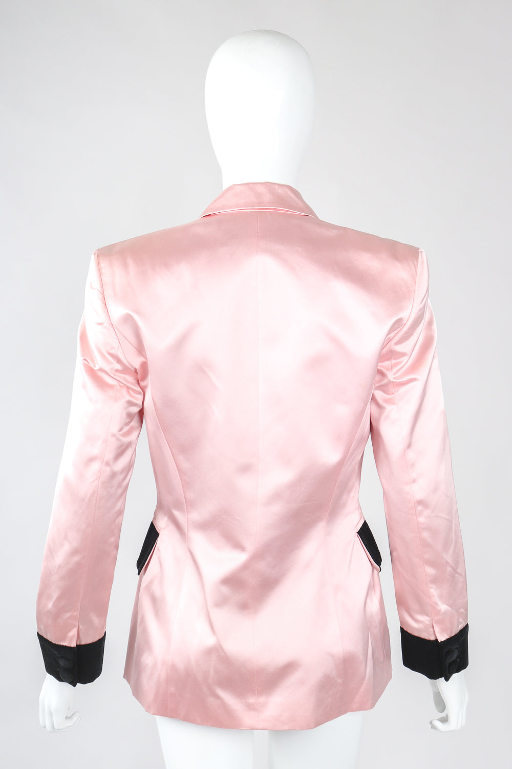 Recess Designer Consignment Vintage Escada Satin Contrast Tuxedo Jacket Los Angeles Resale