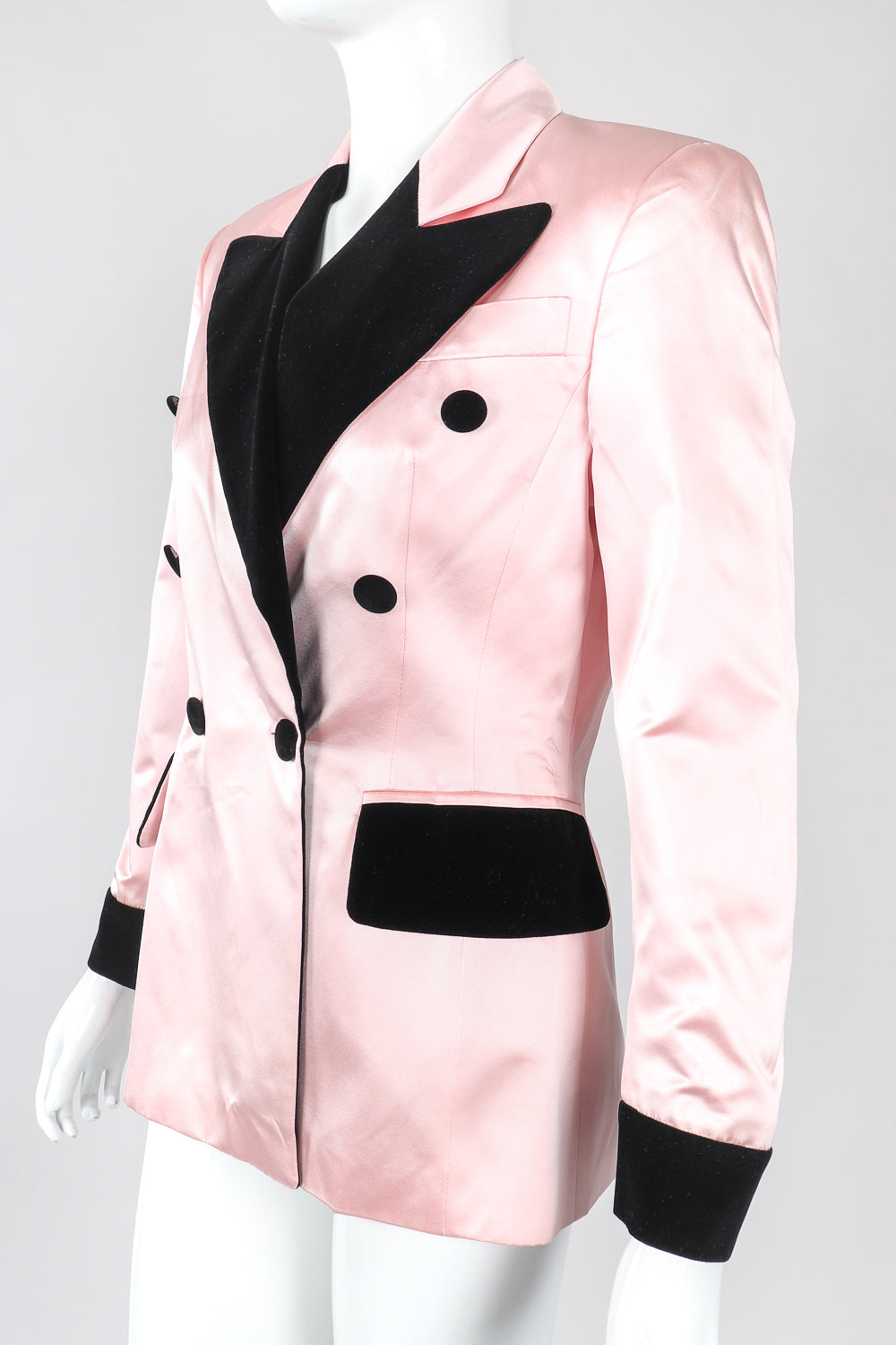 Recess Designer Consignment Vintage Escada Satin Contrast Tuxedo Jacket Los Angeles Resale