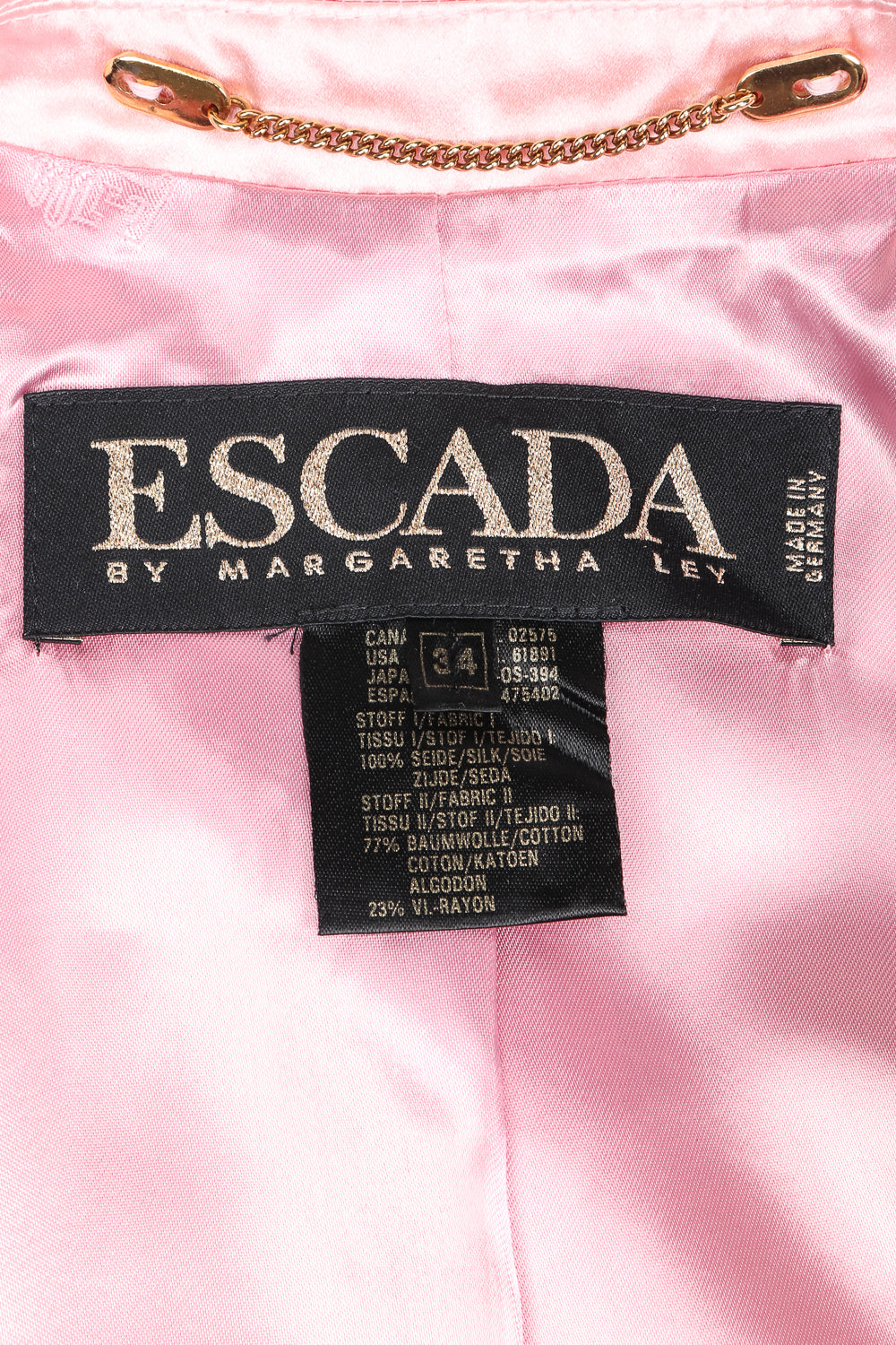 Recess Designer Consignment Vintage Escada Satin Contrast Tuxedo Jacket Los Angeles Resale