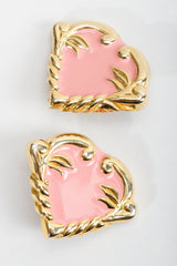 Vintage Escada Pink Enamel Heart Button Earrings at Recess Los Angeles