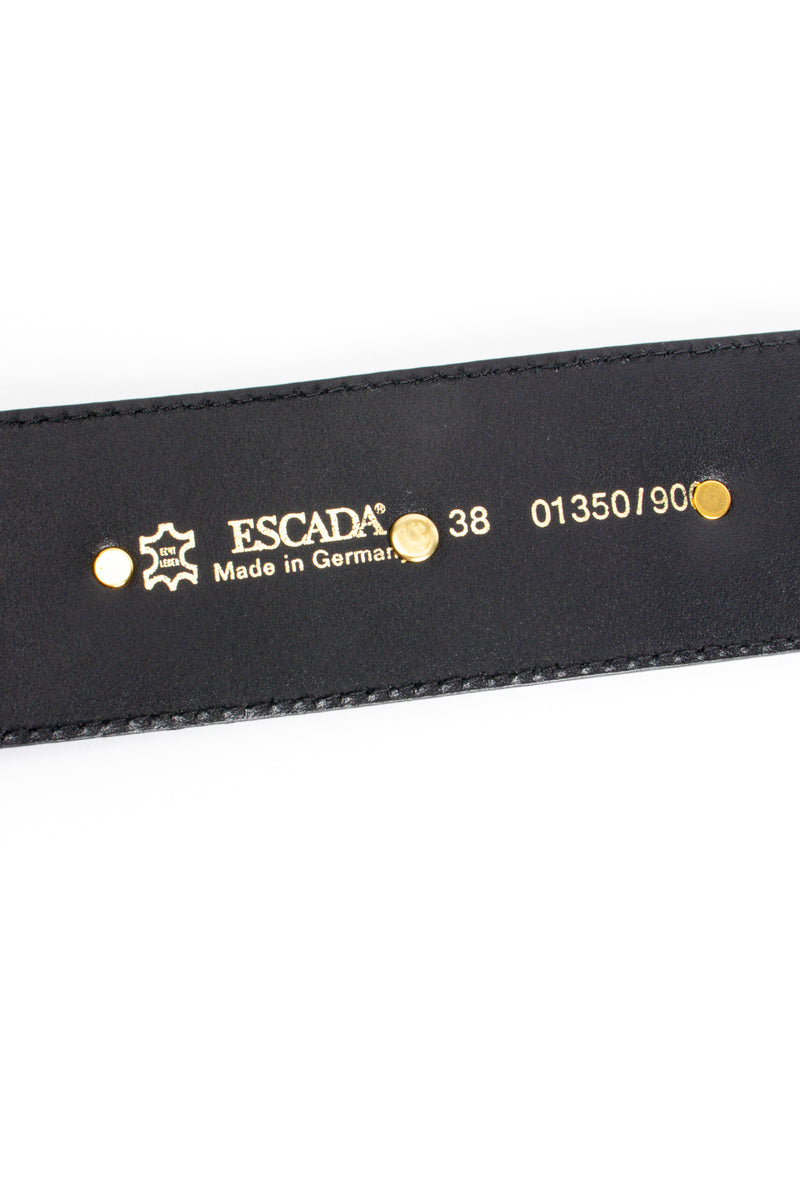 Vintage Escada Studded Sun Leather Belt signature stamp at Recess Los Angeles